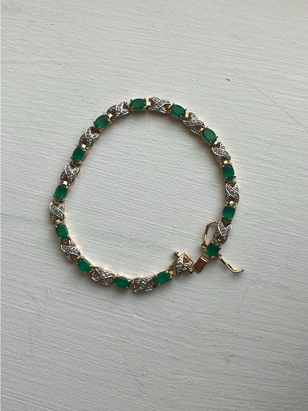 4.60 Cts Natural Green Agate Diamond 18KGP Designer Bracelet